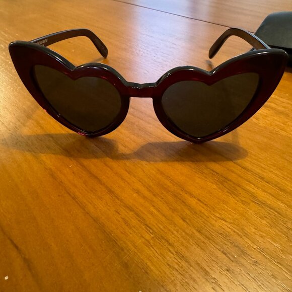 Saint Laurent Heart Sunglasses Dark Red - Picture 1 of 7